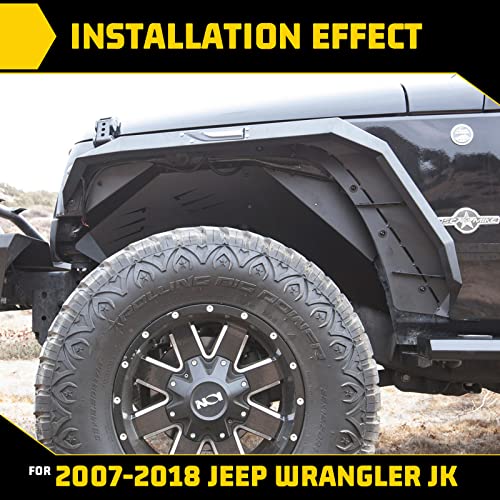 Image of Front and Rear Inner Fender Liners Kit for 2007-2018 Jeep Wrangler JK & Unlimited 2 /4 Doors, Offroad Powder Coated Steel Splash Mud Guard Wheel Well Liner Covers - 4PCS