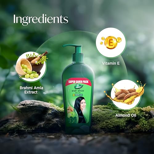 Image of Dabur Brahmi Amla Hair Oil 600ml | Brahmi Amla Extract with Almond Oil & Vitamin E | Promotes Healthy Hair Growth, Treats Dandruff and strengthens Hair | For Long, Black and Strong hair