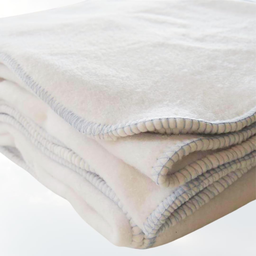 Manta Algodón Mallorquina para Cama o Sofá, Manta de Tacto Suave Ideal para Primavera, Relax o Yoga de algodón Reciclado Hecho en España 160x220 -Blanca