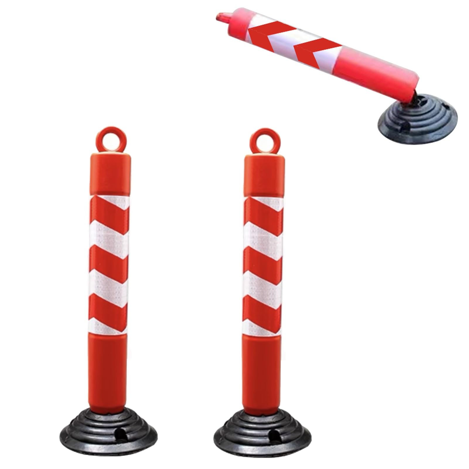 WDSOPK Safety Cones, Plastic Security Parking Bollard, Driveway Pathway Barrier Stanchion Not Fall Down, Traffic Delineator Caution Cones with Expansion Bolts （80cm (31 1) Height）