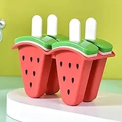 Molde Forma Picolé Caseiro Divertido em Formato de Frutas Seguro, Atóxico e Reutilizável Ideal para Crianças e Sobremesas Saudáveis (Melancia)