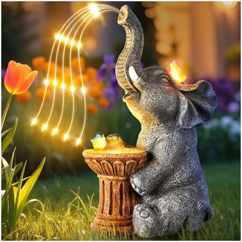 Dacoity Solar Elephant Statue Garden Decor Outdoor Garden Decoration with Led Lights Mother s Day Gifts for Mom Birthday Gifts for Women Garden Statue for Housewarming Lawn Yard Patio