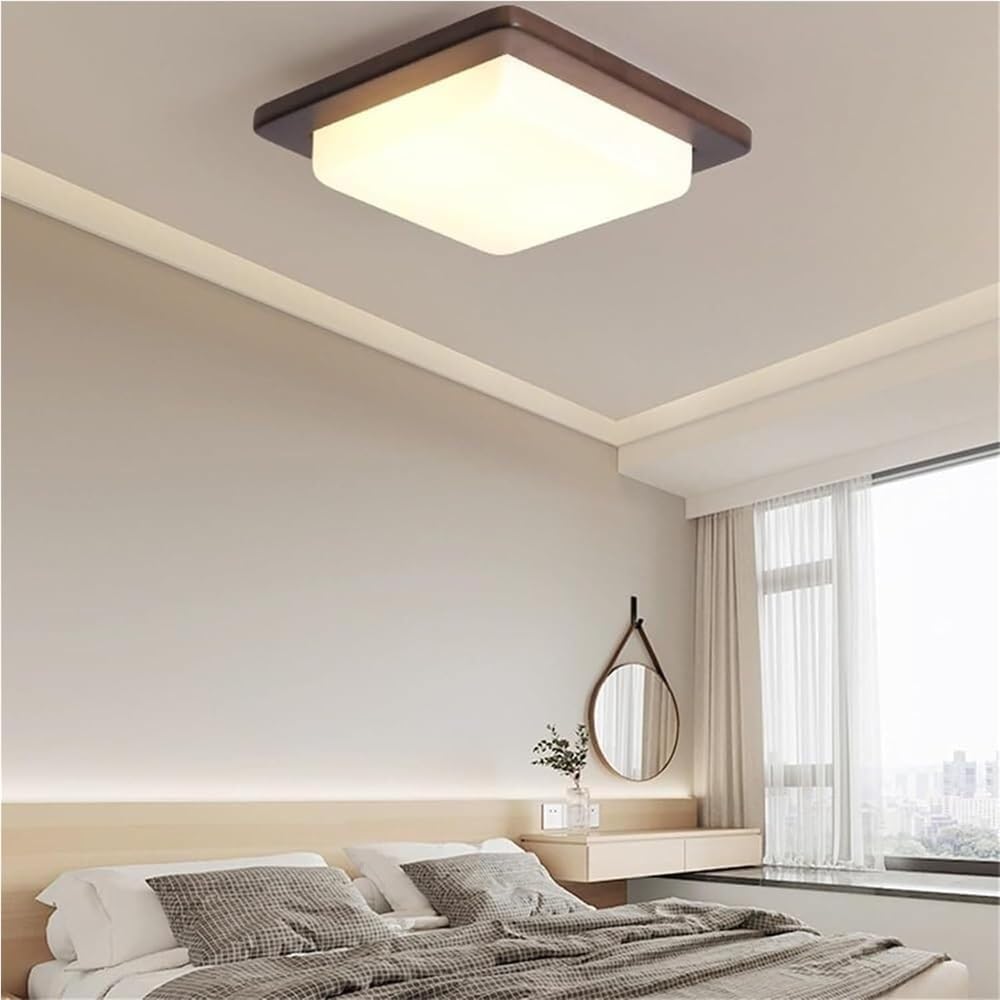 Générique Lampy sufitowe Japońskie drewno kauczukowe Dekoracyjna lampa sufitowa z żyłką orzechową do oświetlenia wnętrz sypialni (orzech włoski 32 cm) oświetlenie sufitowe