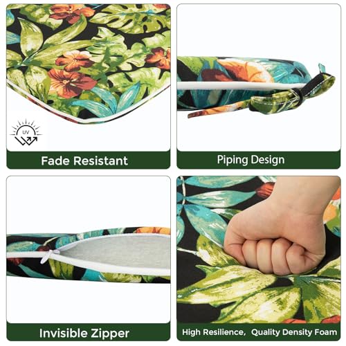 In4 Care Chair Cushions 17 Inchx16 Inchx2 Inch With Ties For Dining Chair,2 Pack,Chair Pads With U Shaped Outdoor/Indoor Waterproof Foam Seat Cushion For Kitchen Dinning Garden Office Patio-Tropical Green Leaves thumb #4