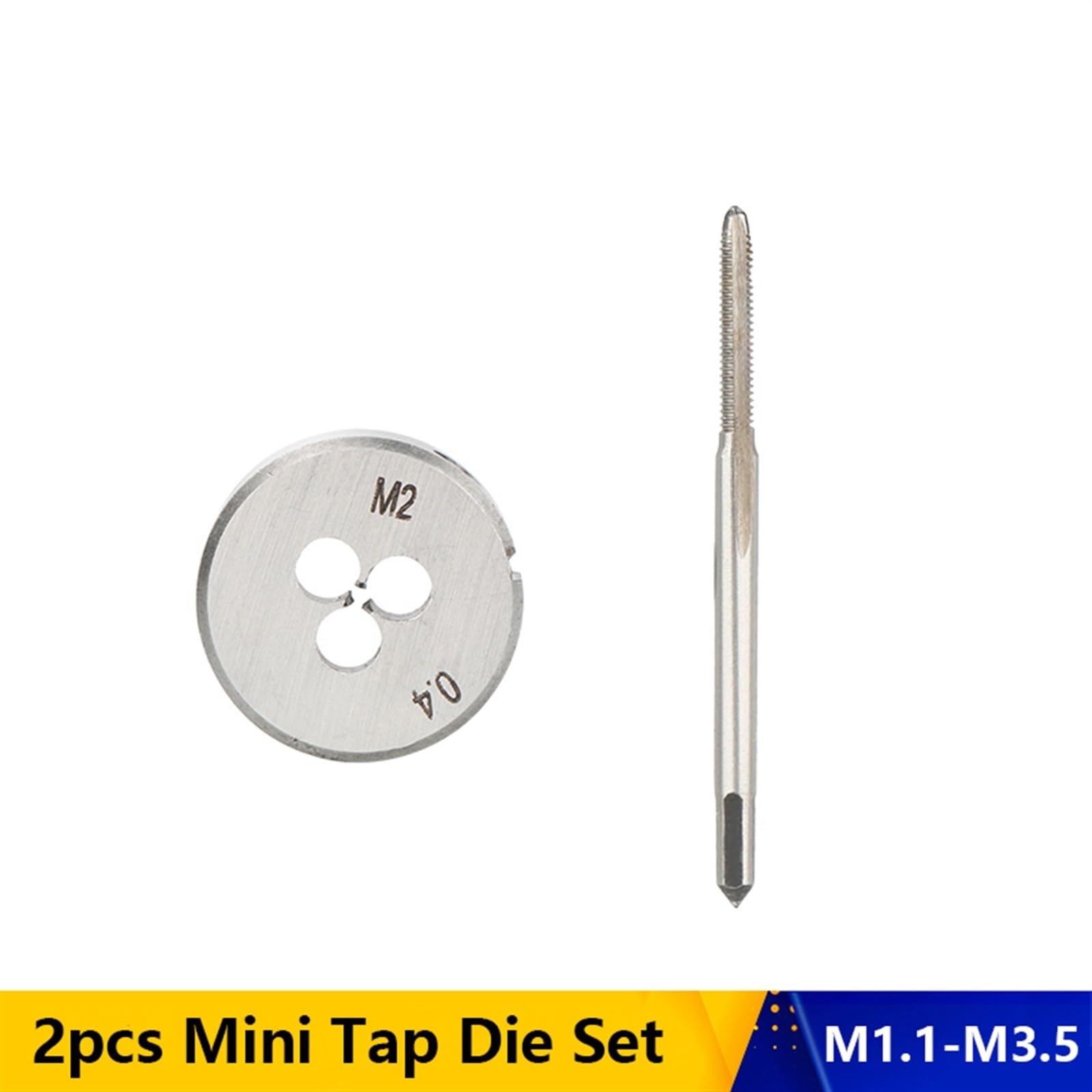 Juego de 2 machos y terrajas métricos M1.1, M2, M2.2, M2.5 y M3.5 para roscar a máquina a derechas, miniherramientas de roscado (Juego M2.5 x 0.45)