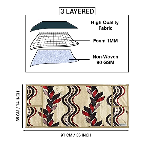 Image of Polyester 3-Layered Microwave Oven Top Cover With 4 Utility Pockets Suitable for Upto 30 Liter (Color- Red, Size-36x14 Inches)