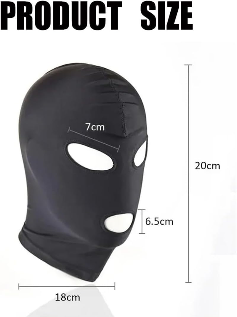 Cagoule Sensorielle en Nylon Microfibre Noir, Texture Innovante pour Une Expérience Tactile Inédite et Les Situations Privées CS927