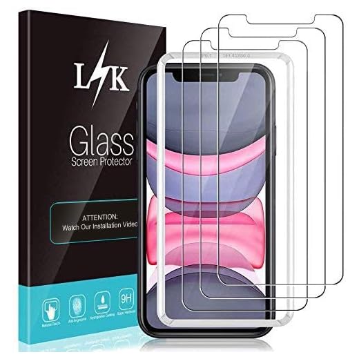 L⑥K 3-pack skärmskydd för iPhone 11 och iPhone XR 6,1 tum – härdat glas HD klar 9H hårdhet bubbelfritt fodral vänlig justeringsram enkel installation skärmskyddsfilm