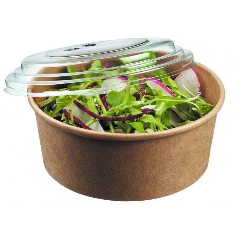 Lot 50 bols à salade à emporter bol carton kraft 1000 ml diamètre 14 cm hauteur 7 cm x 50 pièces + 50 couvercles vente à emporter restauration rapide poke bowl saladier