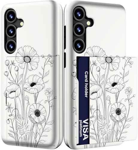 IWONE for Samsung Galaxy S24+ Plus & S25+ Plus Case - Black Mild Plants