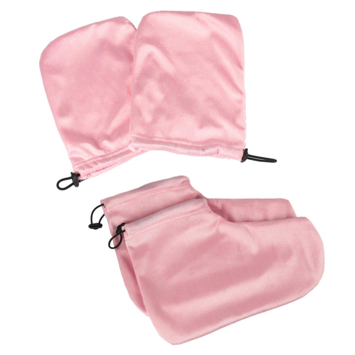 Didiseaon 6 Pares Set de Guantes y Cubre Pies para Parafina Felpa Rosa