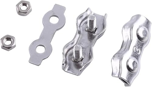 Miniatura 7 de Abrazadera de cuerda de alambre de 0.118 in 10 Uds. M3 de acero inoxidable dúplex cable de alambre abrazaderas pinzas para cables de alambre