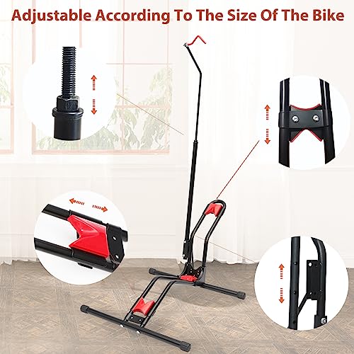 Sypepji Bike Stand Floor-Adjustable Vertical & Horizontal Bicycle Parking Rack, Space-Saving Upright Bike Stand, Indoor/Outdoor Bike Storage Stand For Most 20''-29'' Mountain/Road/Kids Bikes #TOP2