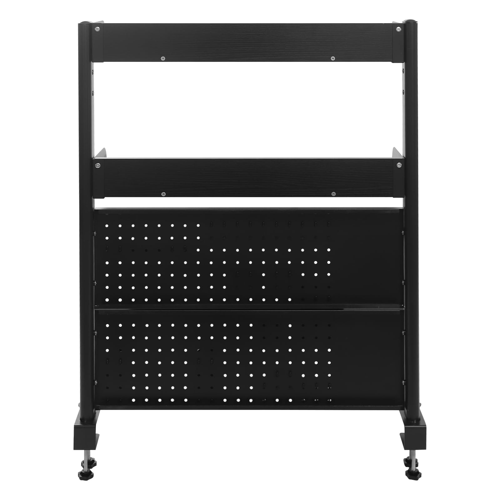 SHZICMY Klemmbare Schreibtisch Organizer zum Anstecken, 2-Ebenen Büro Computer Schreibtisch Zubehör Organizer, Clamp Regal Pegboard für Büro, Gaming, Zuhause, modular aufhängbar