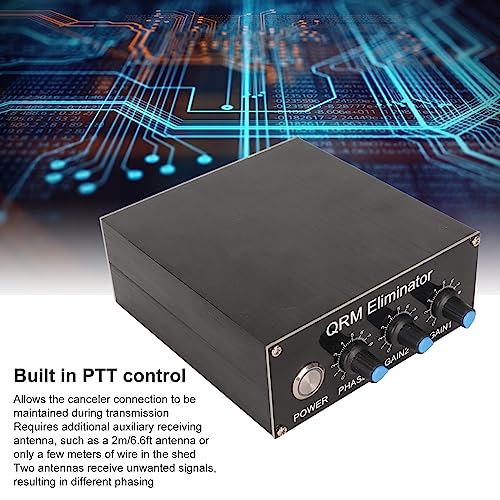 QRM Eliminator X Phase, HF Bands 1.8MHz?30MHz Adjustable Aluminum Alloy Built in PTT Control Signal Canceller, for Signal Elimination