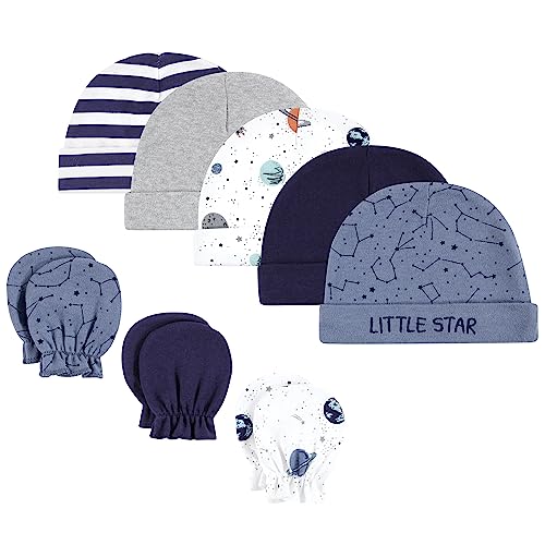 Image of Hudson Baby Unisex Baby Cotton Cap and Scratch Mitten Set