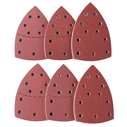 LATERN 60Pcs Sanding Sheets, 40/60/80/120/180/240 Grits Hook and Loop Mouse Sander Pads Sander Paper for Bosch Multi-Sander PSM 100A, PSM 200 AES, PSM 18 and All Oscillating Multi-Tool (15 x 10cm)