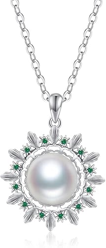 Pearl necklace- Necklace for Women wife friend 18K Gold Plated 925 Sterling Silver Necklace Jewelry Birthday Gift for Wife Girls pearl 95-10mm