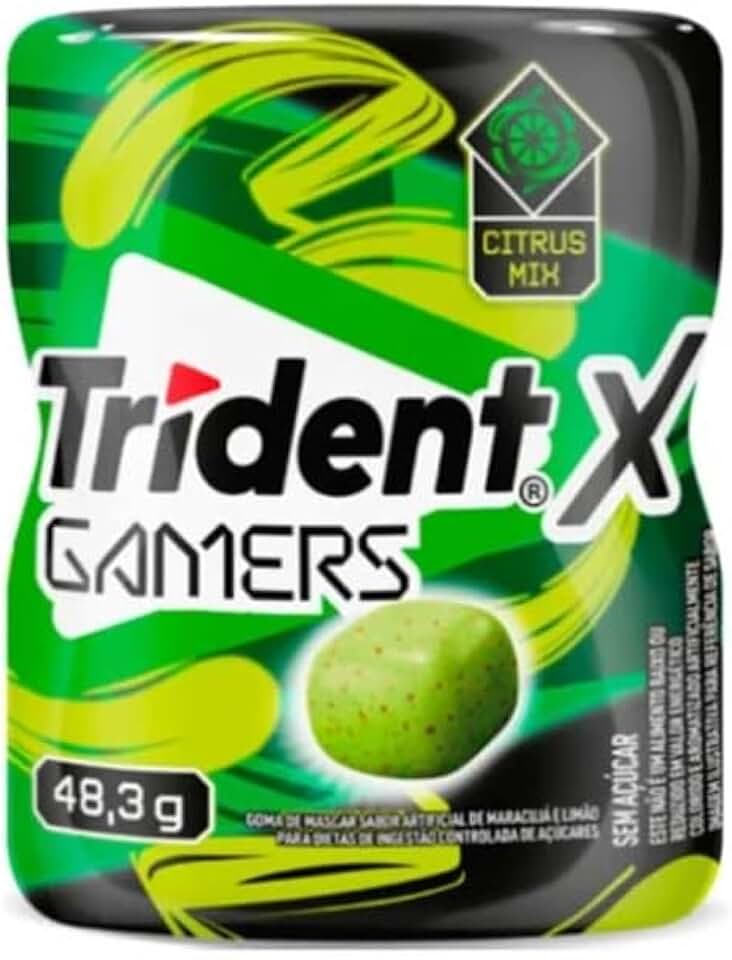 Chiclete Trident X-Gamers Citrus Mix sem açúcar 48,3g