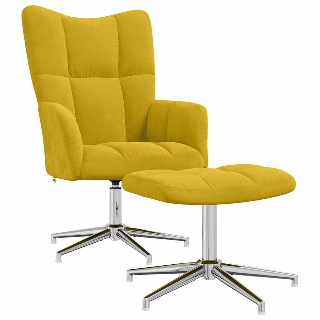 vidaXL Relaxsessel mit Hocker Drehbar Fernsehsessel Polstersessel Polsterstuhl Relaxstuhl Sessel Ohrensessel Armsessel Wohnzimmer Senfgelb Samt