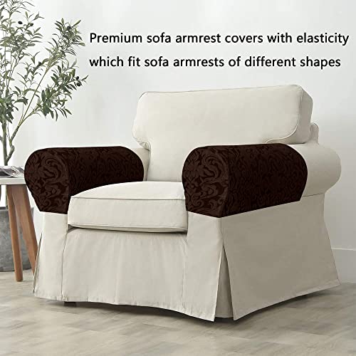 Kaket 2 PCS Arm Rest Covers - Chair Arm Protectors Stretch, Armchair Couch for Sofa Armchair, Couches, Recliner (Dark Brown) - Image 4