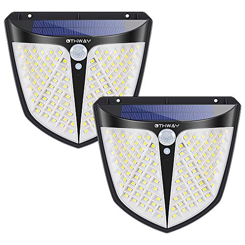 OTHWAY Solar Lights Outdoor, Weather Resistant Solar Motion Sensor Security LED Lights, 270° Wide Angle, 3 Modes for Front Door, Back Yard, Garage, Pathway, Deck (2 Pack)