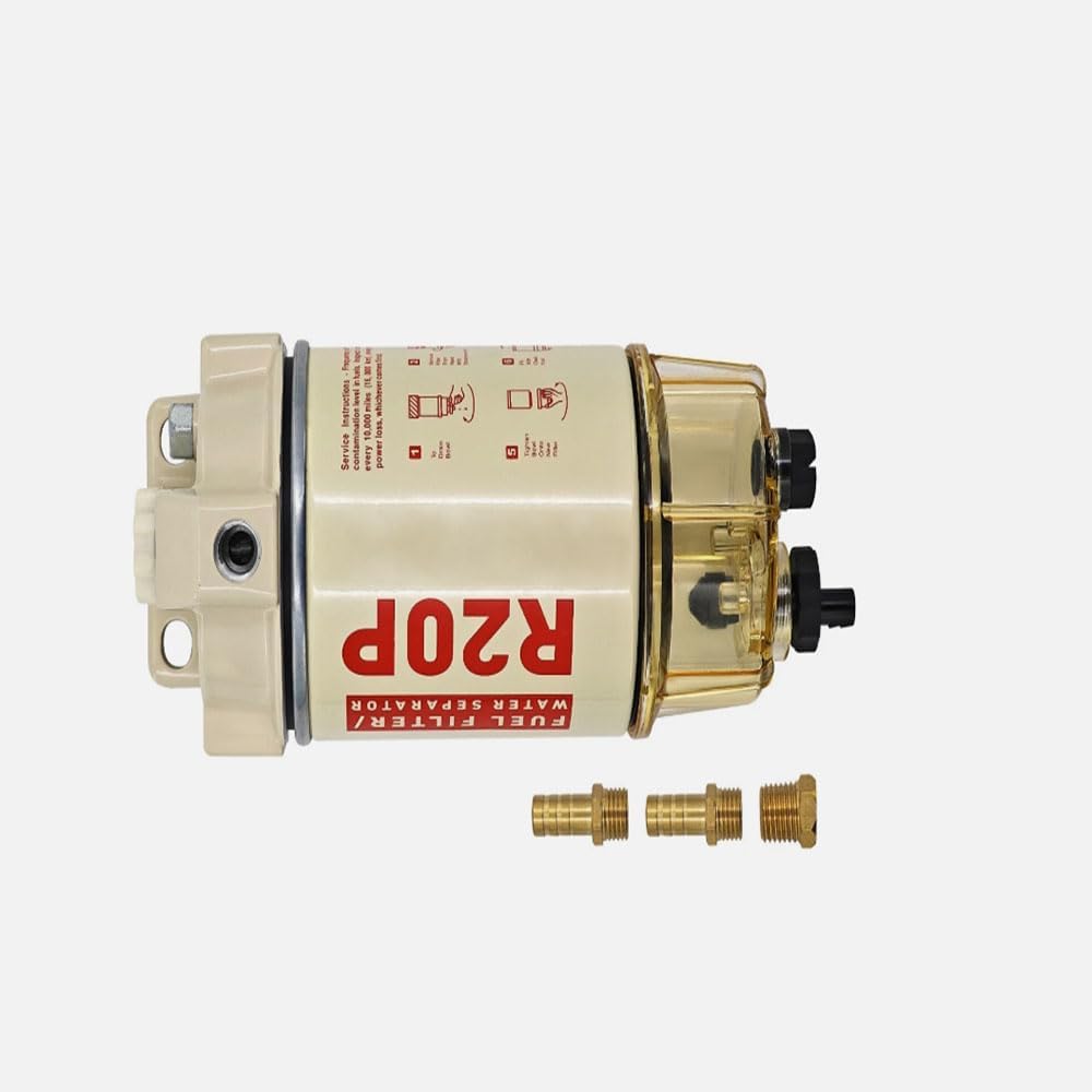 Fits Diesel Engines Fuel Filter Water Separator 230R30 Diesel Spin-on 200 Series Filter with:Hand Plunger Priming Pump, Clear Engineering Plastic, Element
