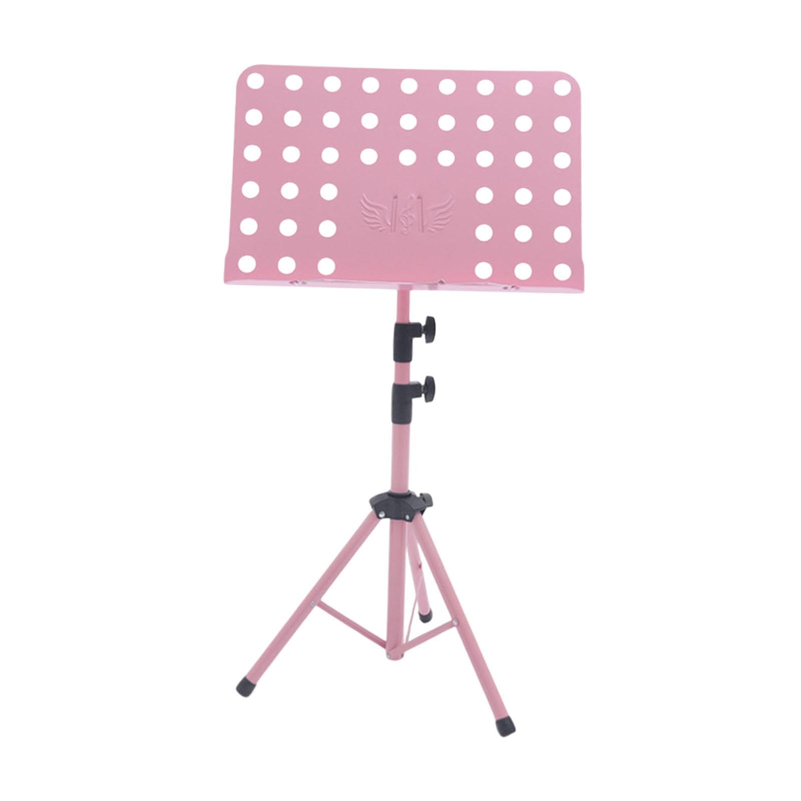 Notenständer Musikständer Höhenverstellbar von 65cm bis 160cm Stabiles Carbonstahlgestell Klappbar mit Dreifuß Rutschfest für Schüler Zuhause Musiksch, Rosa