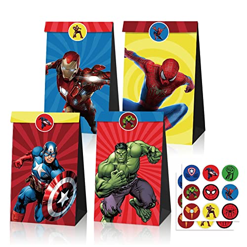 12 Pcs Bolsas de Recuerdo de Fiesta de Avengers,DIY Bolsas de Aperitivos, de Regalo Cumpleaños...