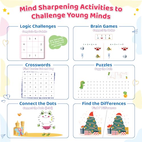 Image of 200+ Screen-Free Activities & Games Book For Kids 5+ Years Old | Mazes & Puzzles, Word Games, Crosswords, Patterns & Shapes, Logical Reasoning, Fun Brain Teasing Educational Activity Book For Toddlers