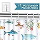 Bonhause Duschvorhang Fisch Koralle Bunte Meereslebewesen Duschvorhänge 180 x 180 cm Anti-Schimmel Wasserdicht Polyester Stoff Waschbar Bad Vorhäng für Badzimmer mit 12 Haken