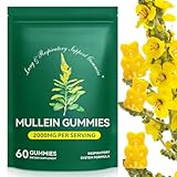 Mullein Gummies for Lung Detox, 2000mg Mullein Leaf Extract for Respiratory & Digestive & Immune Support, Organic Mullein Herb Supplement for Mucus Relief for Respiratory, Immune, Vegan 60 Gummies