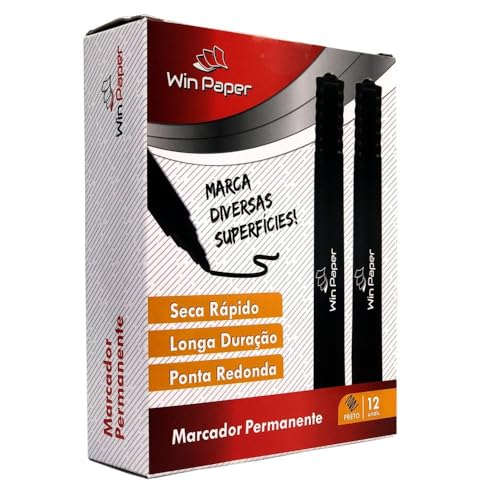 Caneta Marcador Permanente Papel, Cartolina, Plastico, Retroprojetor com 12 Unidades (Preto)