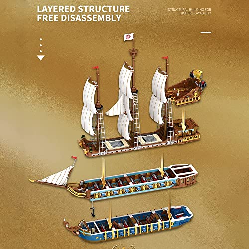 Piratenschiff Technik Bausteine, 66011 Reobrix Schiff Spielzeug Bausatz Modular Buildings, Segelschiff Modellbausatz… – Bild 3