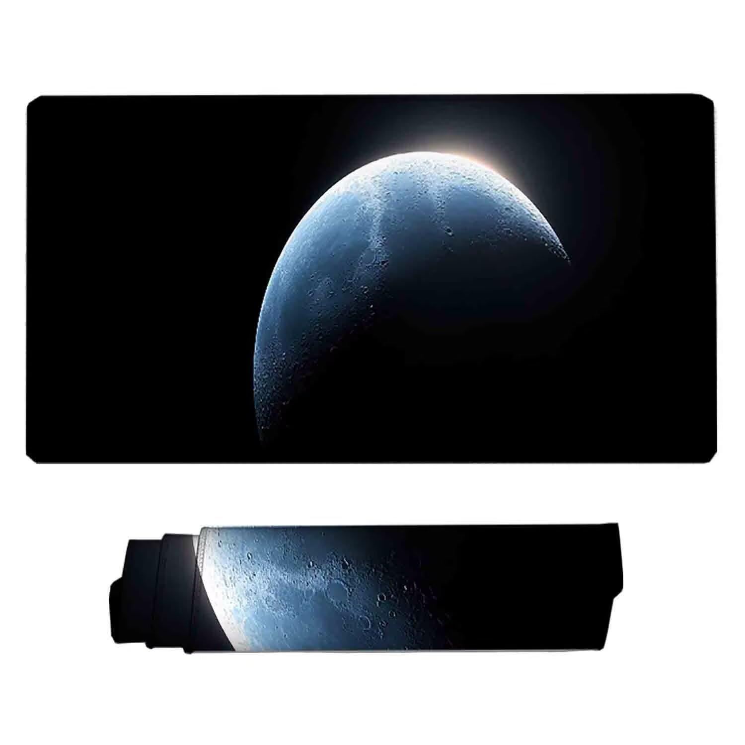 Podkładka pod mysz do gier, czarna podkładka pod mysz z ziemią, podkładka XXL, 1200 x 600 mm, mata biurowa z przeszytymi krawędziami, antypoślizgowa, do biura, nauki, gier, akcesoriów biurowych