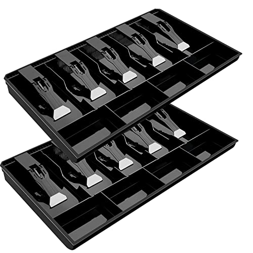 Hoteam 2 Pcs Cash Drawer Cash Drawer Tray Cash Tray Money Tray Cash Register Drawer Insert Tray with Plastic Clip, for Money Coin Storage (5 Bills 4 Coins)