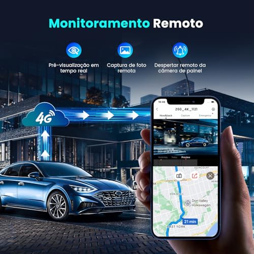 DDPAI Z60 4G Visualização Remota Câmera Veicular Frontal e Traseira, 4K+1080P para Carros, WiFi 5GHz