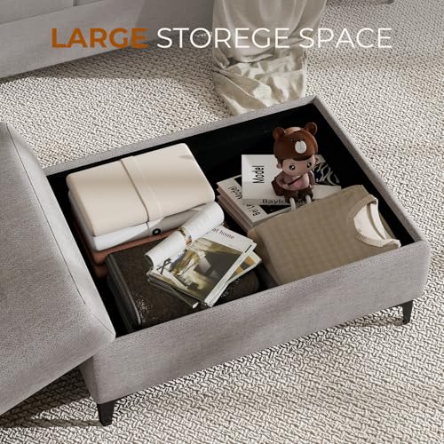 Image of Upvilla 35 inch Large Storage Ottoman for Living Room(Light Gray)