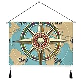  Erbe Classic Vintage Vento Boussole Rose sur Carte de fond Toile Art mural Impression accrochée Poster Peinture œuvre d\'art Prêt à accrocher 44,5 x 62,2 cm Home Art Chambre à coucher séjour Décor