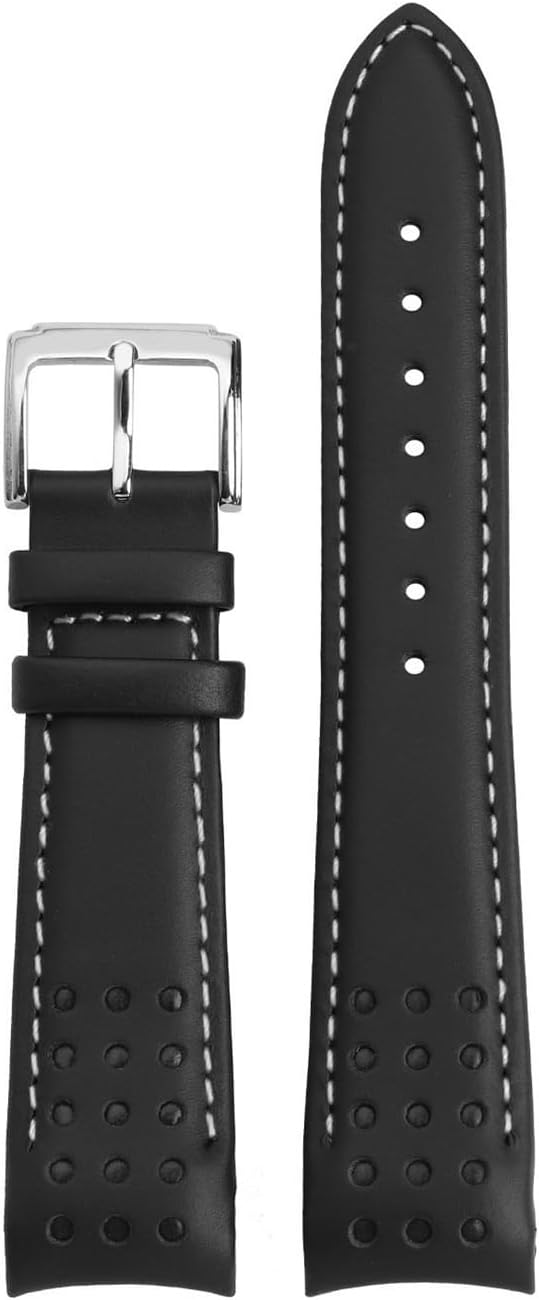 21mm Curved End Genuine Leather Watch Strap, Breathable Replacement Band,for SPC089 SNAE93J1series