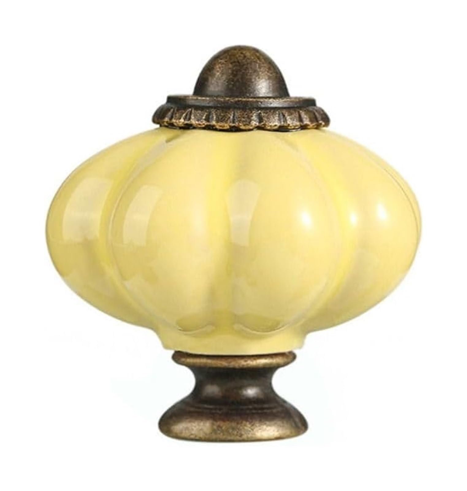 Opeximatun Style18 Drawer Knobs, Retro Single Hole Ceramic Pumpkin Handle Round Vintage Cabinet Knob European Style(Style18)