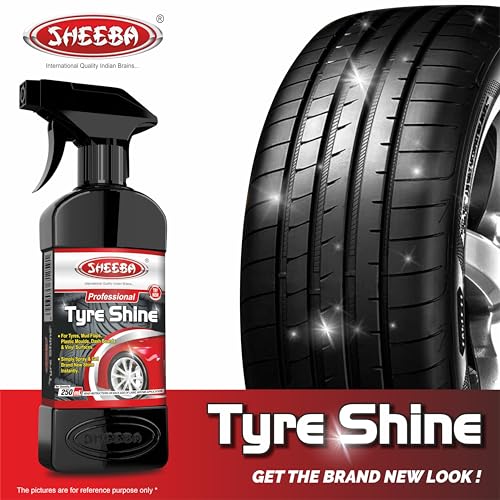 SHEEBA TYRE SHINE Polish with foam applicator pad for Cars & Bikes, Original Back to Black look, Long Lasting Results, for Rubber, Plastic Parts, Prevents Premature Ageing, Dullness, Non Greasy: 250mL (Image - 3)