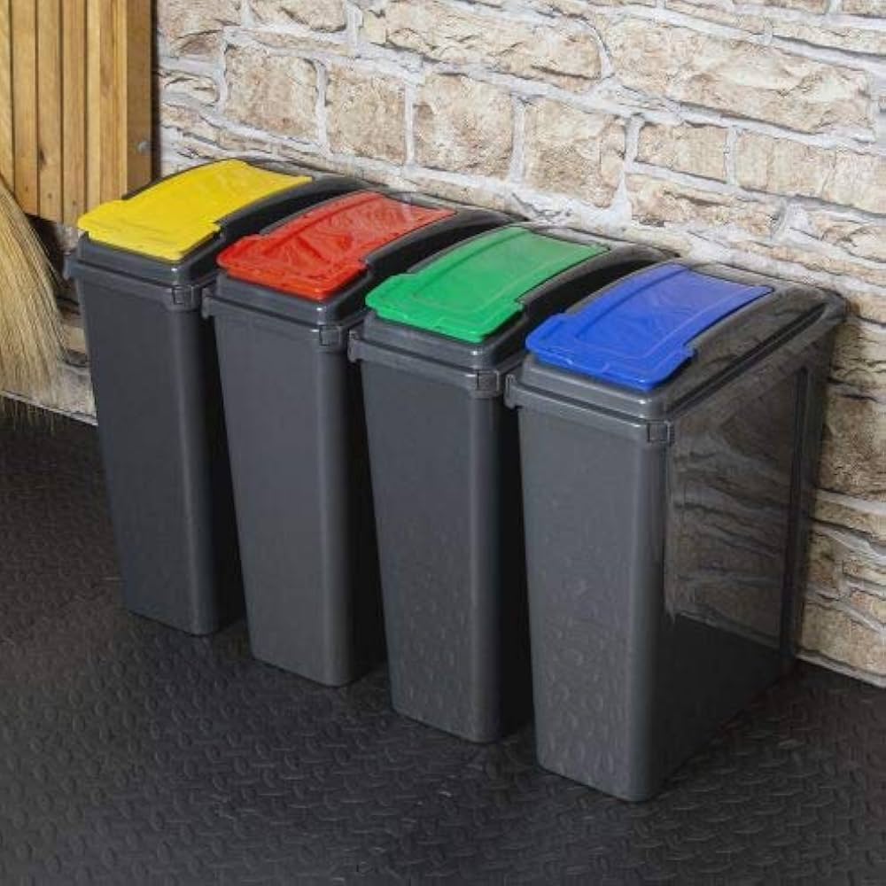 M1SS (Set Of 3) 25L Litre Plastic Indoor Outdoor Recycle Slimline