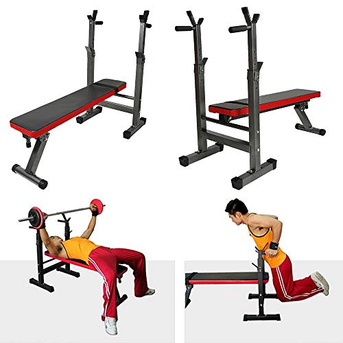 Halterbank met Verstelbare Stangsteun en Diphandgrepen, Opvouwbare Bankdrukbank, Laadvermogen van het Weight Bench 200 kg, Max Uitgevouwen Grootte 111 * 58,5 * 125 cm - Image 4