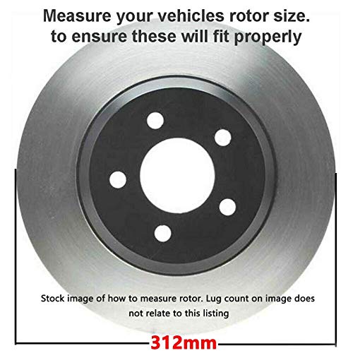 Image of Detroit Axle - Front Brake Kit for Volkswagen Golf Alltrack GTI | Audi A3 Quattro Drilled & Slotted Disc Brake Rotors Replacement Ceramic Brake Pads: 12.28 inch inch Rotor