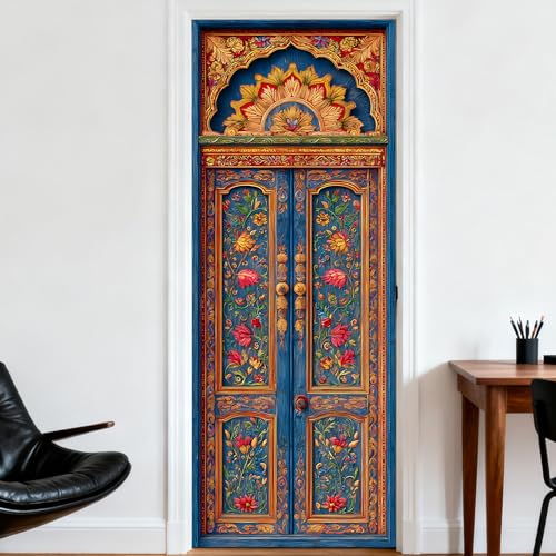 Nuxovilar Floral Carved Door Stickers Peel Stick PVC 30.3x78.7 in Cover