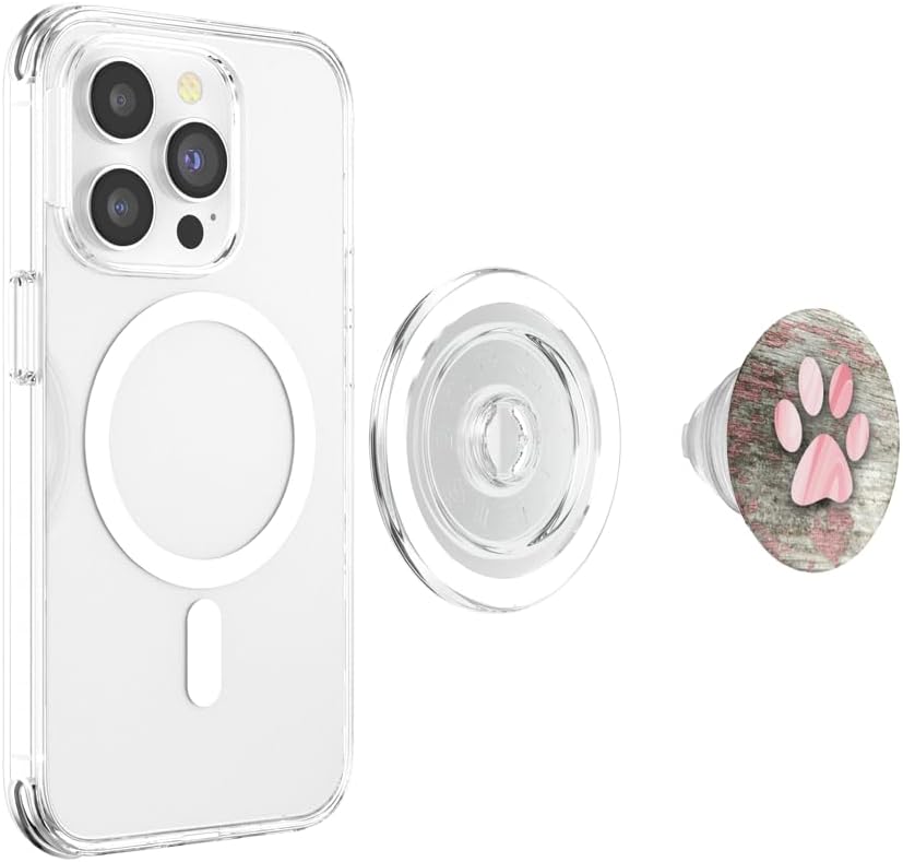 Cell Phone Holder Pop Out Knob Dog Paw Print Light Pink Cute PopSockets PopGrip for MagSafe