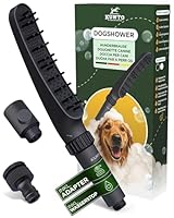 KUNTO® Hundebrausekopf inkl. Gartenschlauchadapter & Wasserstop - Hundedusche Duschkopf mit 79 Düsen, 4 Strahlarten & 30 Silikon-Massage-Borsten - Mobile Hunde-Duschbrause für drinnen & draußen