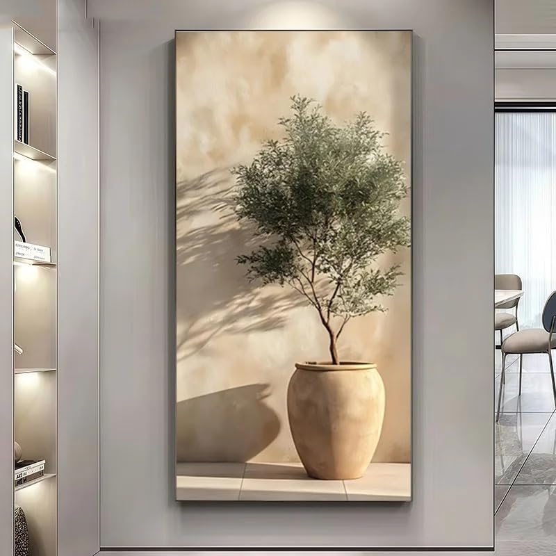 Tableau abstrait vert olivier GOSRD toile imprimée salon 40x80cm