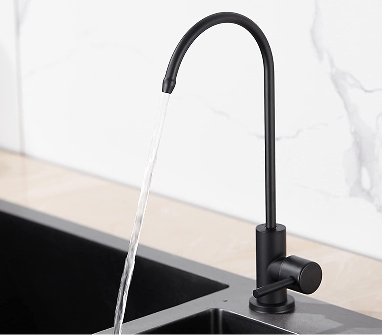 Grifo de Osmosis Inversa, Grifo de Agua Potable fácil de instalar, grifo de ósmosis inversa sin plomo para fregadero de cocina, 360 Grados Gire la Sola Palanca Negro
